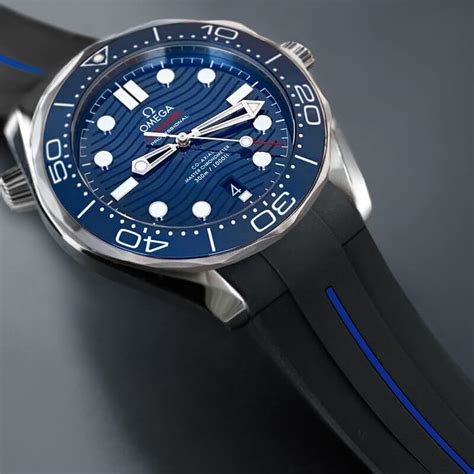 omega seamaster black rubber strap